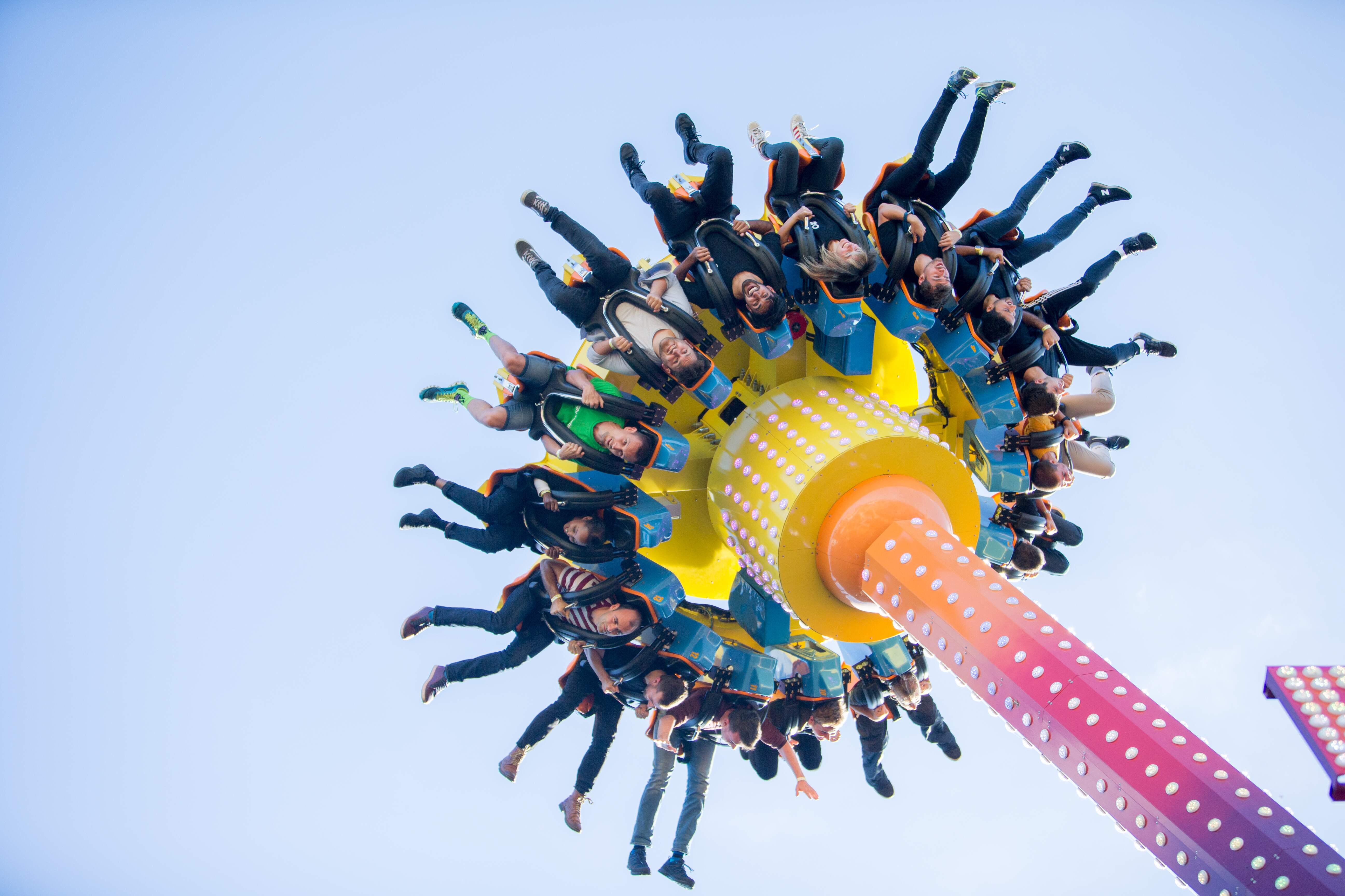 Thought Machine employees on a fair ground ride