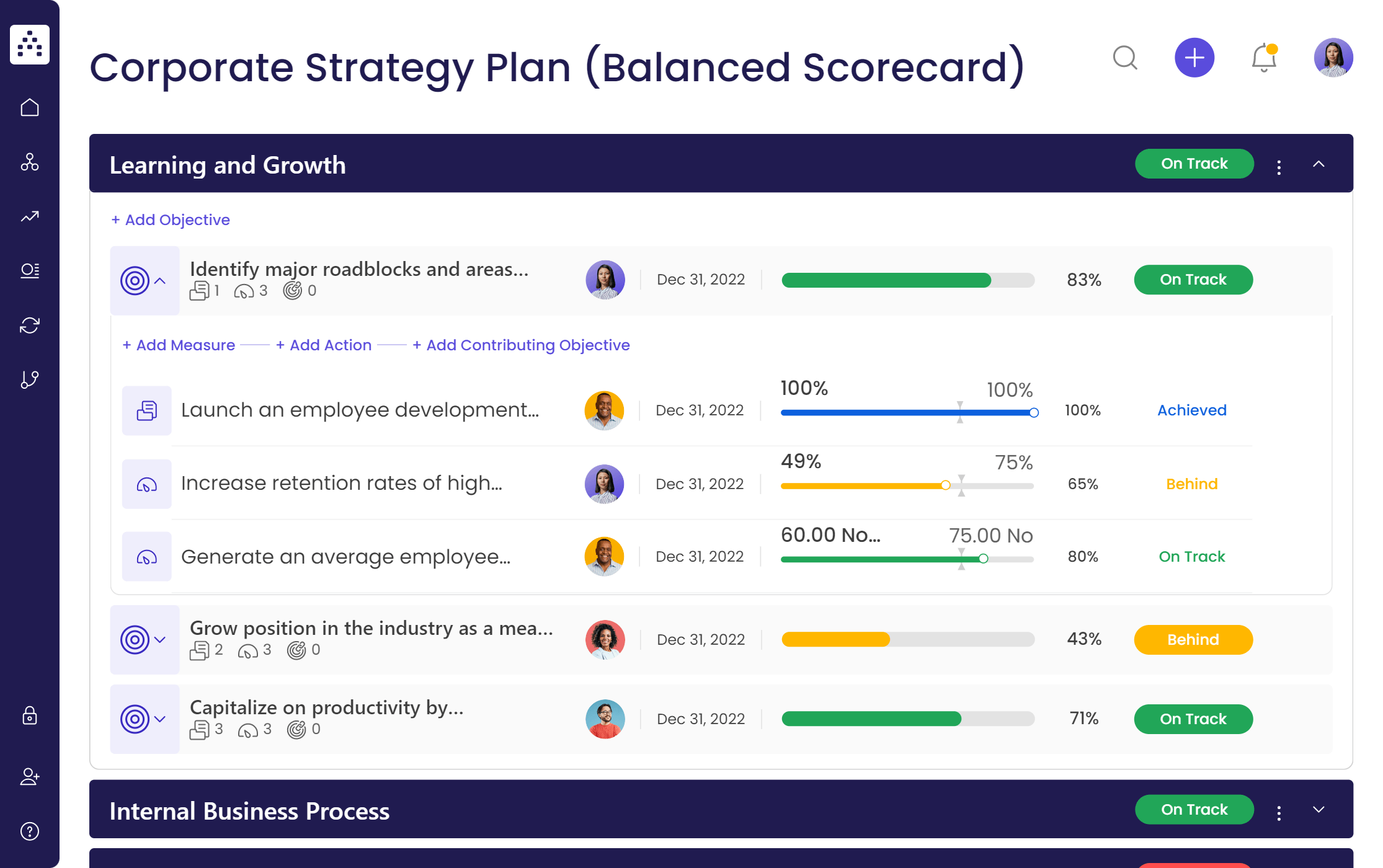 Balanced Scorecard Cascade Template screenshot