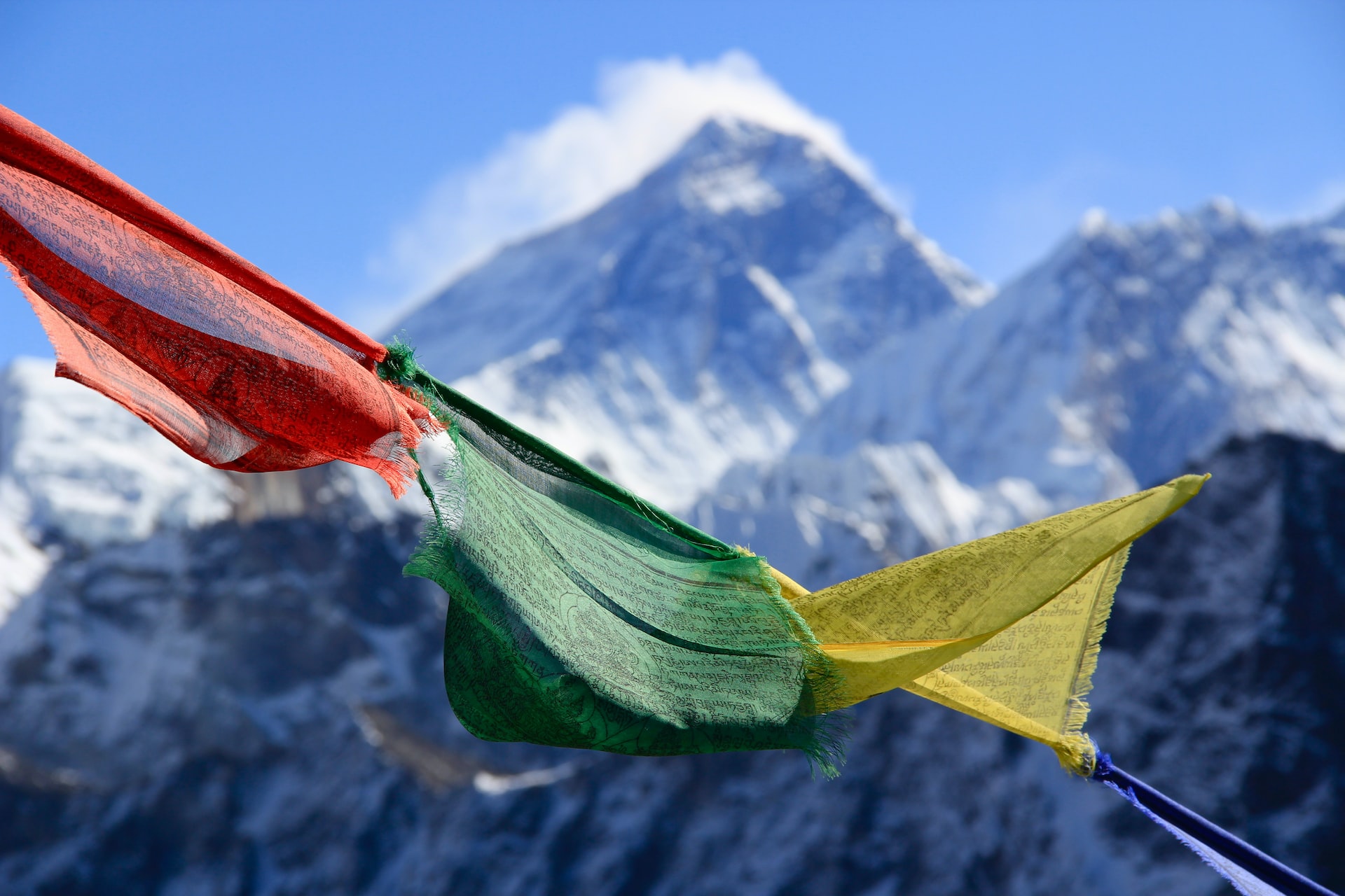 Flags at Everest base camp