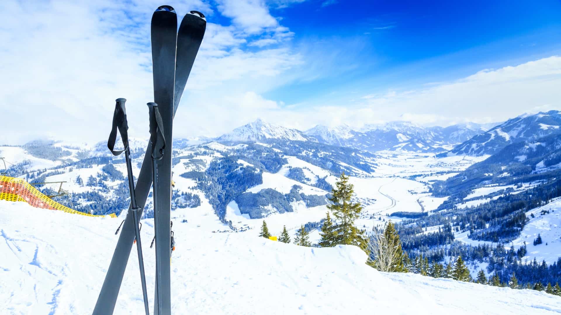 Two skis on a mountain