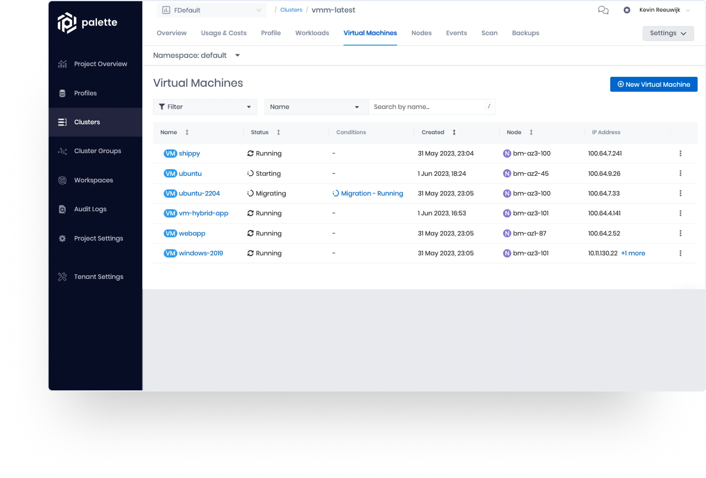 Manage VMs on a Kubernetes based infrastructure