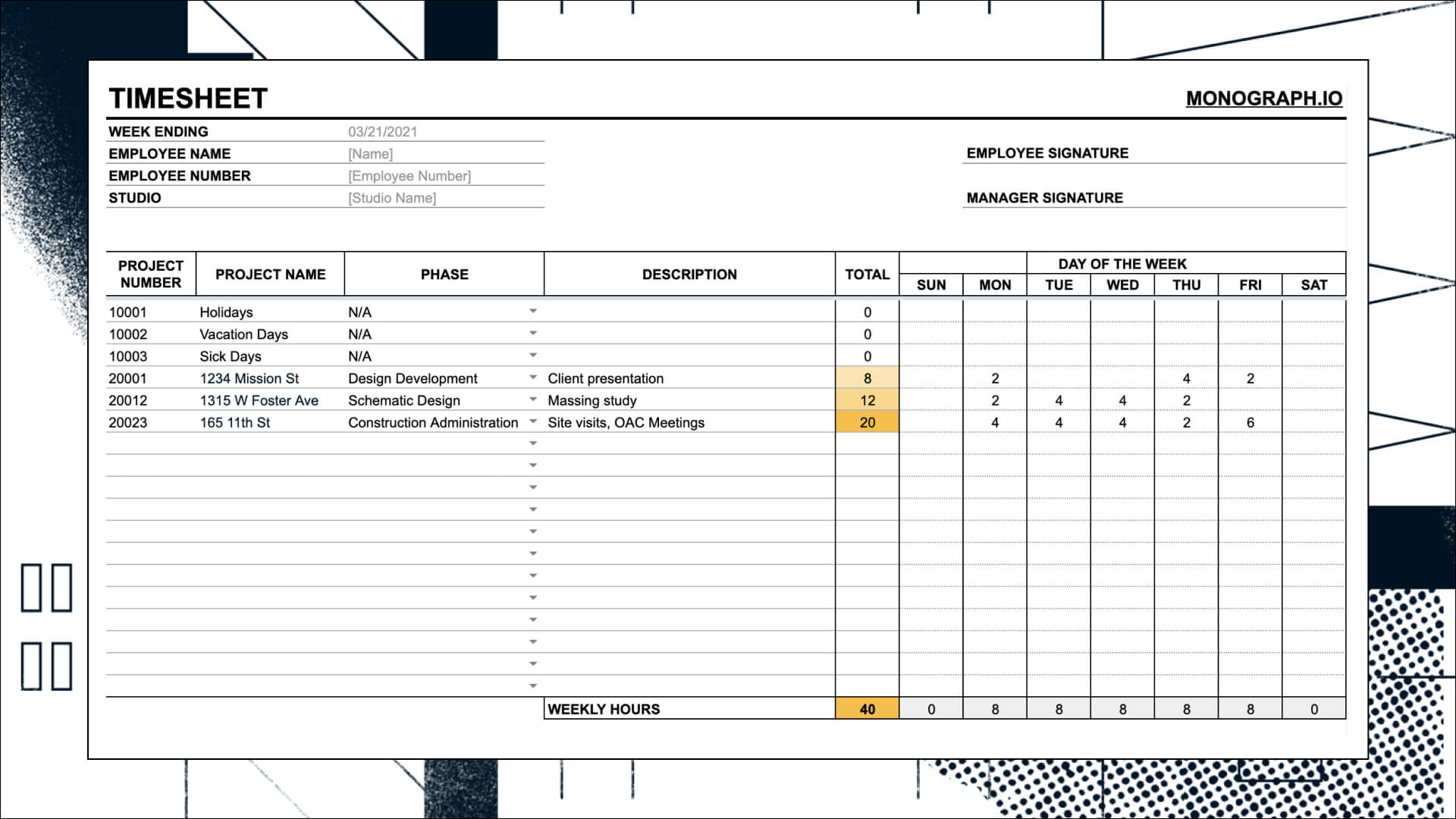 Timesheet Architecture Template