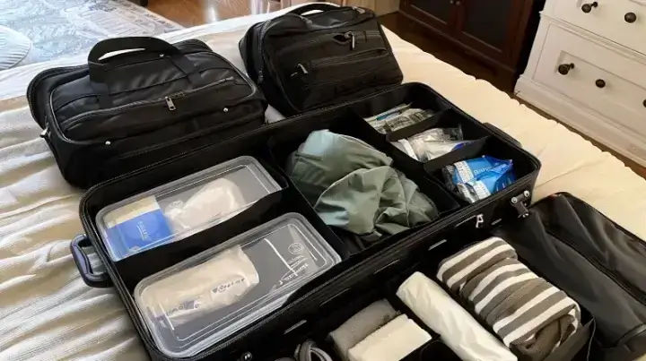 Efficiently packed suitcase using packing cubes, demonstrating smart packing techniques for EasyJet luggage restrictions