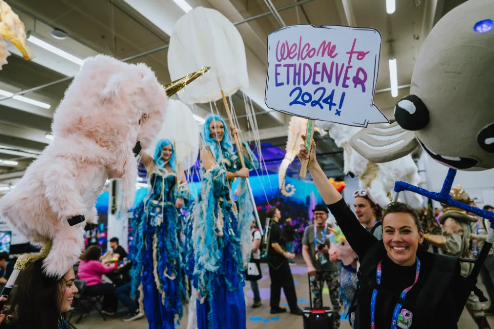 Welcome to ETHDenver 2024 Sign - and the ETHDenver art parade. 