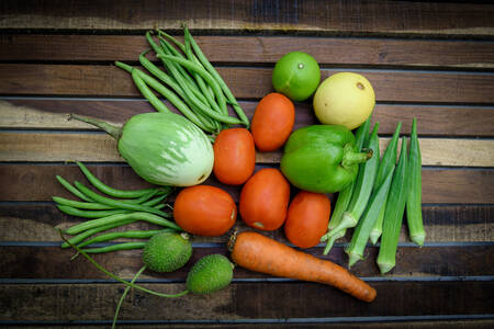 Fresh vegetables on wooden background