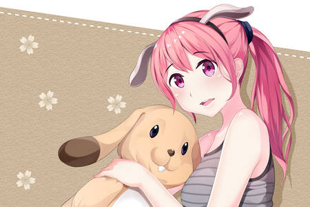 Chica anime con conejito