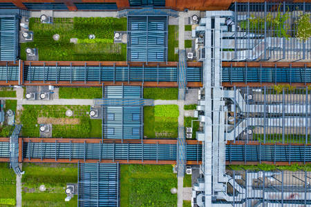 Top view of industrial buildings