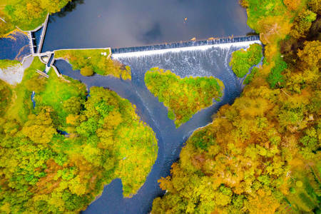 Heart-shaped island in Verkhnyaya Berounka park