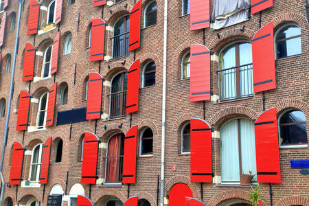 House facade with red shutters