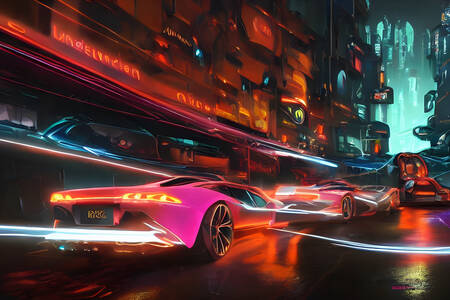 Cars in cyberpunk style