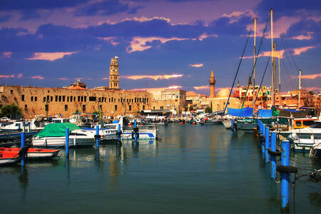 Uitzicht op de haven in Acre