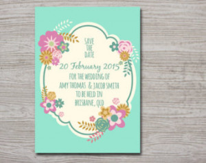 Save The Date Custom Printable Digi tal Floral Calligraphy Cursive ...