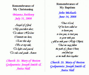 Baptism Prayer Cards