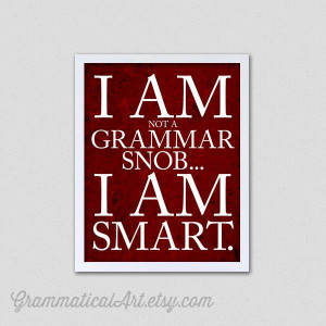 Typographic Print English - Grammar Snob Print - Gifts for Teachers ...