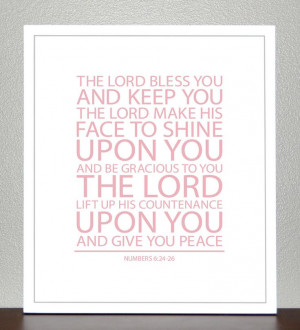 Baptism Gift - Bible Verse - Numbers 6 ( Light Pink ) - 8x10 Print. $ ...