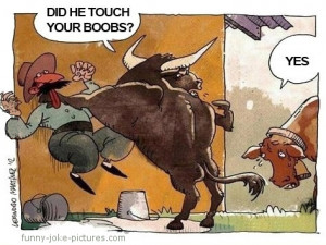 Funny Cowby Cow Mill Udders Bull Touch Your Boobs Cartoon