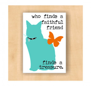 Cat Sihouette Magnet Faithful Friend Quote 2 x 3