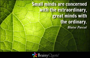 Small minds are concerned with the extraordinary, great minds with the ...