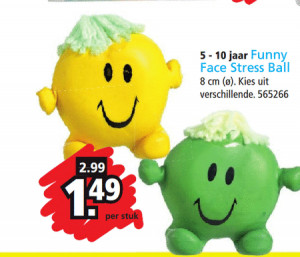 stressbal 1 5 jaar funny face stress ball 8 cm folder aanbieding bij ...