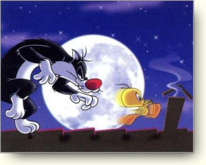 Sylvester Running Before Tweety