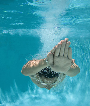 Man underwater diving