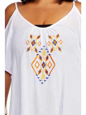 Home / Cold Shoulder Embroidered Top