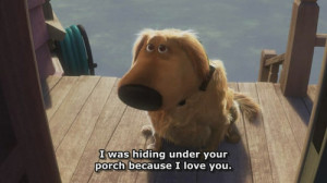 love dog cute disney puppy UP Doug hiding because i love you