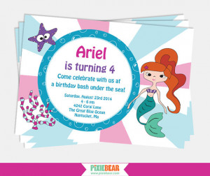 Mermaid Birthday Invitation - Mermaid Party Invitation - Under the Sea ...