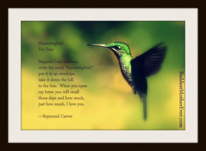 Avo's Hummingbird with Raymond Carver's poem 