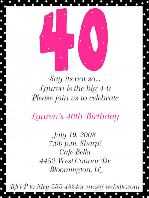 40th Birthday Party Invitations