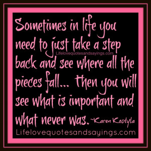 Sometimes in life you need to just take a step back and see where all ...