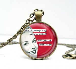 Retro Quote Necklace : Smile Everyday. Glass Picture Pendant Photo ...