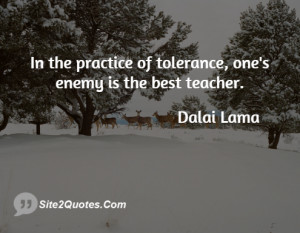 In the practice of tolerance, one's enemy is the best teacher.