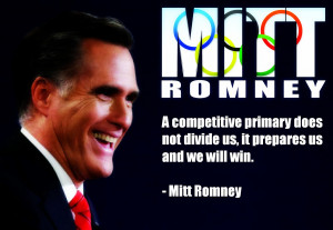 Mitt Romney smiling and a quote from him about being united.