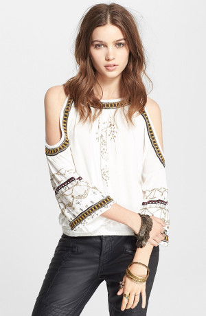 free people top embellished cold shoulder