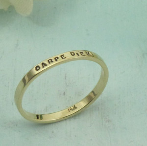 Stacking Gold Posey Ring - custom made stamped inscription in 14K gold ...