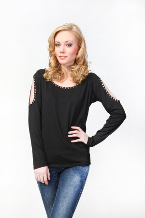 Home Studded Cold Shoulder Top