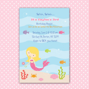 Mermaid Birthday Invitation Girl - Under The Sea Birthday Party ...