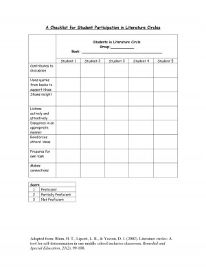 Formative Assessment of Student Participation in Literature Circles