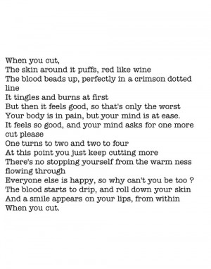 sad quotes hurt self harm skin cut cutting cuts burn angry poetry poem ...