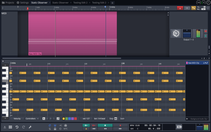 Tracktion Waveform MIDI screen