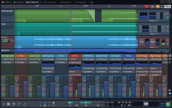 Tracktion Waveform Mixer Classic combo screen