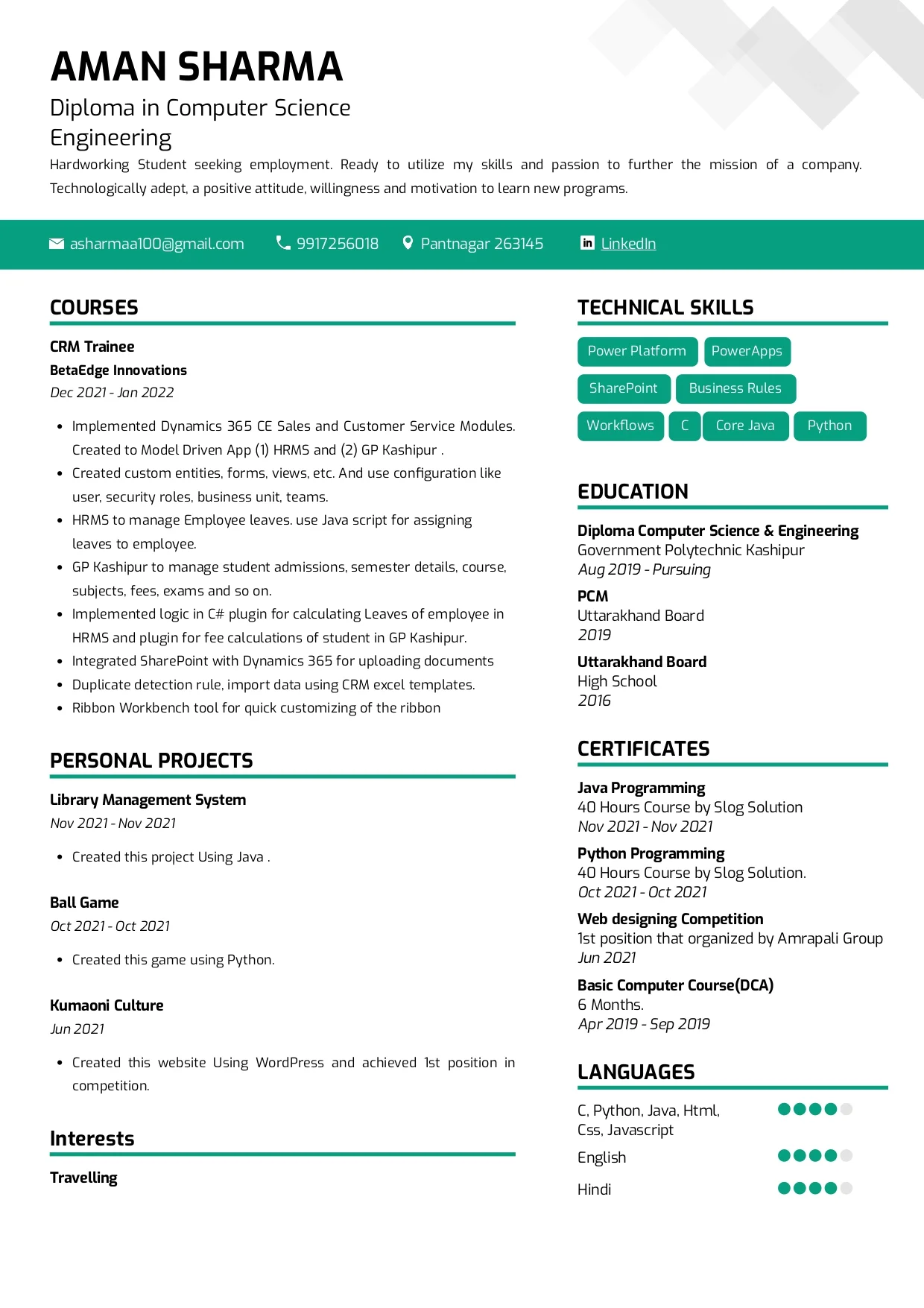 Sample Resume of a Computer Science Engineer | Free Resume Templates & Samples on Resumod.co