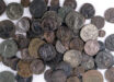 Bronze and silver coins from the 4th century CE found in Lod, central Israel. Image credit: Israel Antiquities Authority.