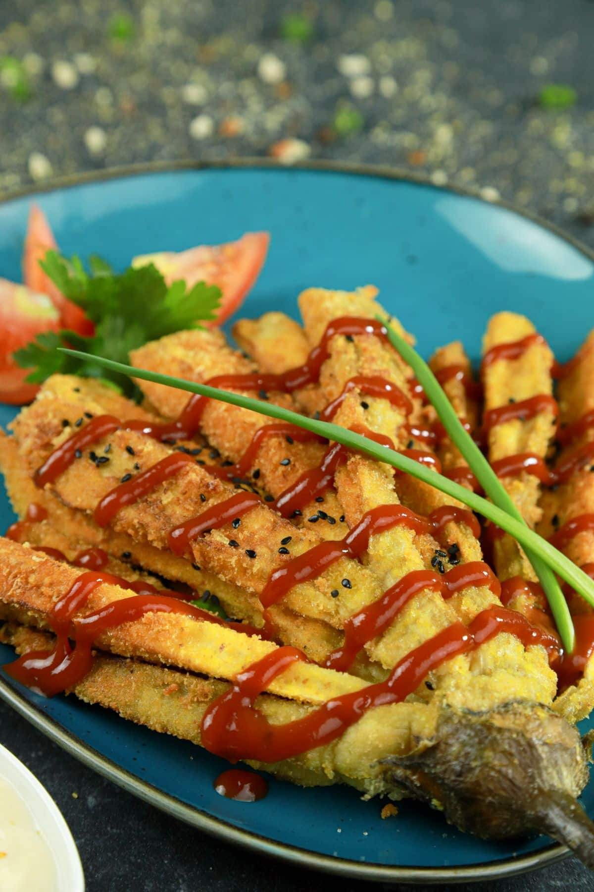 plate of fried eggplant fries