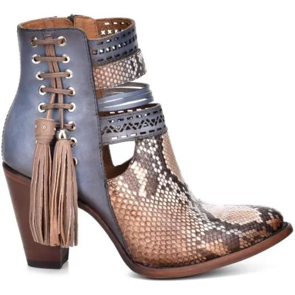 Cuadra Womens Bootie in Genuine Python Leather with ZipperBlue