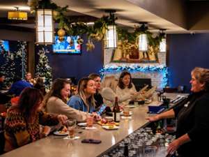 a group of friends enjoying a bar