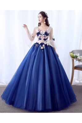 Blue Ballgown Tulle Long...