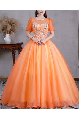 Cute Orange Ballgown Long...