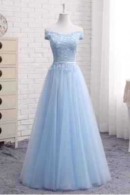 Off Shoulder Blue Tulle...